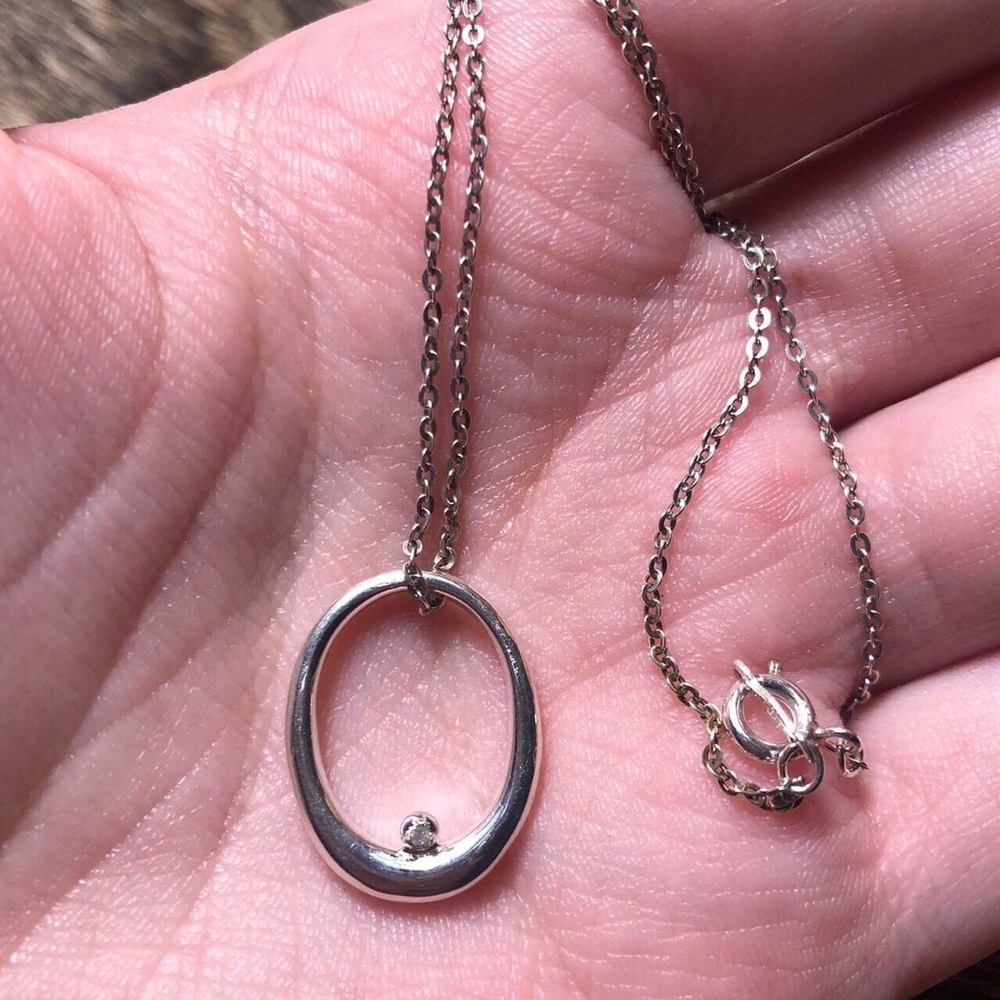 Sterling Silver Infinity Loop Diamond Pendant Nec… - image 1